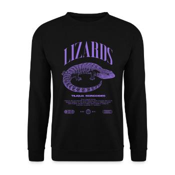 Blue Tongue Skink Reptile Keeper Streetwear - Unisex Pullover - Schwarz - Vorne - Alina (178cm) & Michal (187cm)
