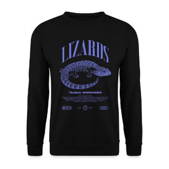Blue Tongue Skink Reptile Keeper Streetwear - Unisex Pullover - Schwarz - Vorne - Alina (178cm) & Michal (187cm)