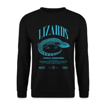 Blue Tongue Skink Reptile Keeper Streetwear - Unisex Pullover - Schwarz - Vorne - Alina (178cm) & Michal (187cm)