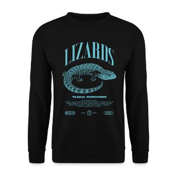 Blue Tongue Skink Reptile Keeper Streetwear - Unisex Pullover - Schwarz - Vorne - Alina (178cm) & Michal (187cm)