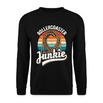 Rollercoaster Junkie - Achterbahn - Looping - Unisex Pullover - Schwarz - Vorne - Alina (178cm) & Michal (187cm)