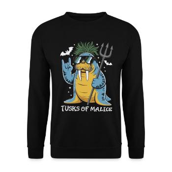 Walross Punk Rocker Halloween  - Unisex Pullover - Schwarz - Vorne - Alina (178cm) & Michal (187cm)