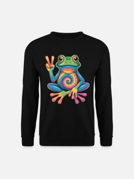 Frog Hippie Tie-Dye Peace Sign - Unisex Sweatshirt - black