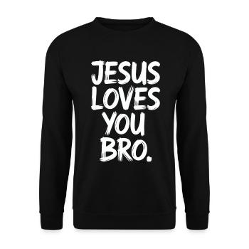 Jesus Loves You Brother Inspirational Message - Unisex Sweatshirt - black - Front - Alina (178cm) & Michal (187cm)