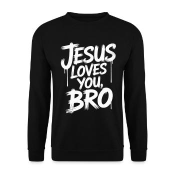 Jesus Loves You, Bro - Inspirational Message - Unisex Sweatshirt - black - Front - Alina (178cm) & Michal (187cm)