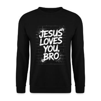 Jesus Loves You, Bro - Inspirational Message - Unisex Sweatshirt - black - Front - Alina (178cm) & Michal (187cm)