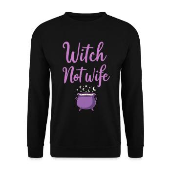 Hexe statt Ehefrau Halloween Spruch Zitat - Unisex Pullover - Schwarz - Vorne - Alina (178cm) & Michal (187cm)