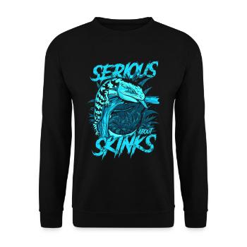 Ernsthaft über Blauzungenskinke Reptilienhalter - Unisex Pullover - Schwarz - Vorne - Alina (178cm) & Michal (187cm)