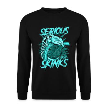 Ernsthaft über Blauzungenskinke Reptilienhalter - Unisex Pullover - Schwarz - Vorne - Alina (178cm) & Michal (187cm)