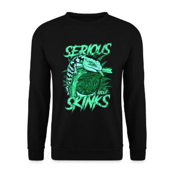 Ernsthaft über Blauzungenskinke Reptilienhalter - Unisex Pullover - Schwarz - Vorne - Alina (178cm) & Michal (187cm)