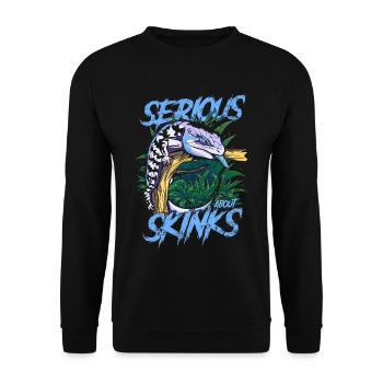 Ernsthaft über Blauzungenskinke Reptilienhalter - Unisex Pullover - Schwarz - Vorne - Alina (178cm) & Michal (187cm)
