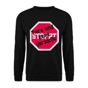 Les tests sur les animaux LES ANIMAUX NE SONT PAS DES EXPÉRIENCES DRÔLES - Sweat-shirt Unisexe - noir - Devant - Alina (178cm) & Michal (187cm)