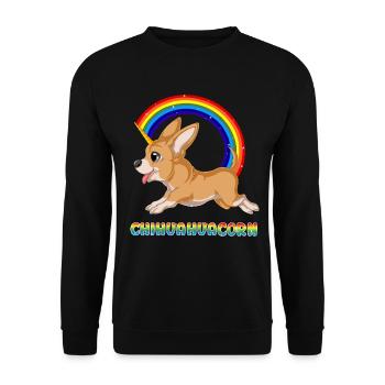 Playful Chihuahuacorn with Rainbow - Unisex Sweatshirt - black - Front - Alina (178cm) & Michal (187cm)