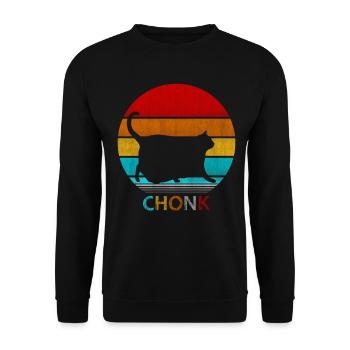 Sunset Chonk Cat – Süße fette Katze Liebhaber T-Shirt - Unisex Pullover - Schwarz - Vorne - Alina (178cm) & Michal (187cm)