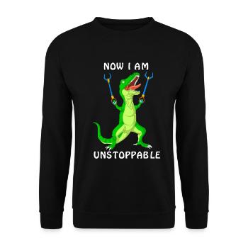 Dinosaure maintenant je suis inarrêtable Drôle Préhistorique - Sweat-shirt Unisexe - noir - Devant - Alina (178cm) & Michal (187cm)