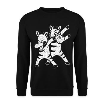 Funny Dancing Zebras Dabbing - Unisex Sweatshirt - black - Front - Alina (178cm) & Michal (187cm)