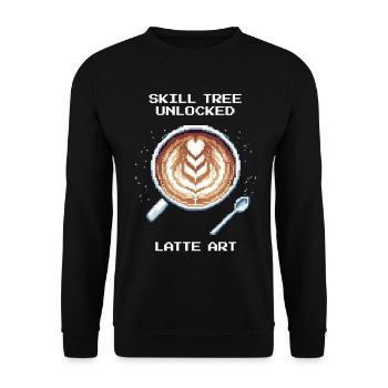Skill tree unlocked: Latte Art | Barista - Unisex Sweatshirt - black - Front - Alina (178cm) & Michal (187cm)