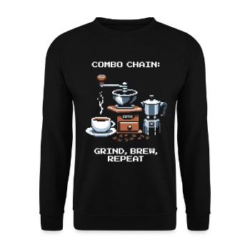 Combo chain: Grind, Brew, Repeat | Coffee - Unisex Sweatshirt - black - Front - Alina (178cm) & Michal (187cm)