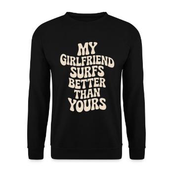 Surfer Ma copine surfe mieux que la tienne Surf - Sweat-shirt Unisexe - noir - Devant - Alina (178cm) & Michal (187cm)