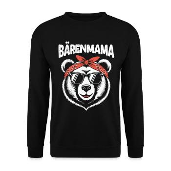 Werdende Mutter BÄRENMAMA Bald Mama Lustiges - Unisex Pullover - Schwarz - Vorne - Alina (178cm) & Michal (187cm)