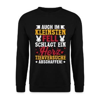Tierschutz AUCH IM KLEINSTEN FELL SCHLÄGT EIN HERZ - Unisex Pullover - Schwarz - Vorne - Alina (178cm) & Michal (187cm)
