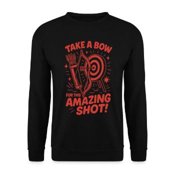 Take A Bow For This Amazing Shot Bogenschütze - Unisex Pullover - Schwarz - Vorne - Alina (178cm) & Michal (187cm)