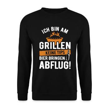 Je fais un barbecue - pas de pourboire, apportez de la bière - Sweat-shirt Unisexe - noir - Devant - Alina (178cm) & Michal (187cm)