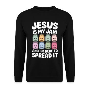 Jesus Is My Jam: Faith, Hope, Peace, - Unisex Sweatshirt - black - Front - Alina (178cm) & Michal (187cm)