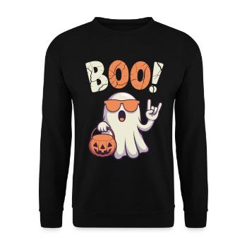 Bouh ! Un design fantôme cool pour les fans d'Halloween - Sweat-shirt Unisexe - noir - Devant - Alina (178cm) & Michal (187cm)