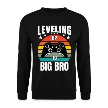 Gaming Gamer Brother Leveling Up To Big Bro - Unisex Sweatshirt - black - Front - Alina (178cm) & Michal (187cm)