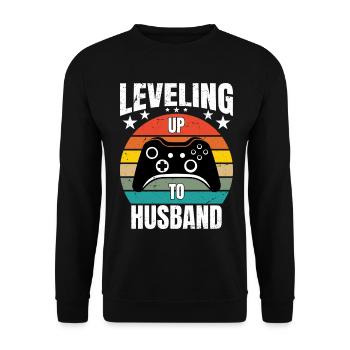 Gaming Gamer Leveling Up To Husband - Unisex Sweatshirt - black - Front - Alina (178cm) & Michal (187cm)