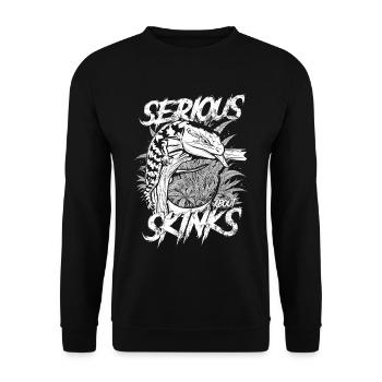 Ernsthaft über Blauzungenskinke Reptilienhalter - Unisex Pullover - Schwarz - Vorne - Alina (178cm) & Michal (187cm)
