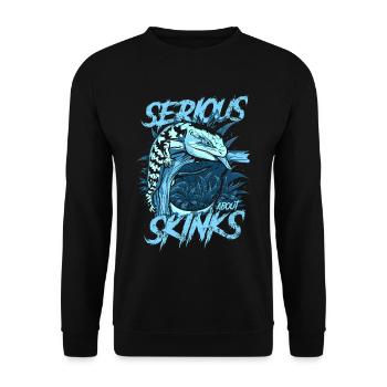Ernsthaft über Blauzungenskinke Reptilienhalter - Unisex Pullover - Schwarz - Vorne - Alina (178cm) & Michal (187cm)