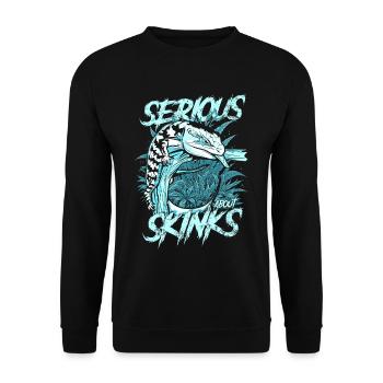 Ernsthaft über Blauzungenskinke Reptilienhalter - Unisex Pullover - Schwarz - Vorne - Alina (178cm) & Michal (187cm)