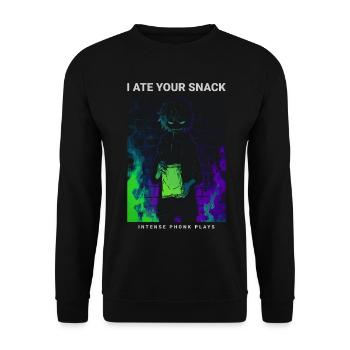 I Ate Your Snack Creepy Anime Phonk Design - Unisex Sweatshirt - black - Front - Alina (178cm) & Michal (187cm)