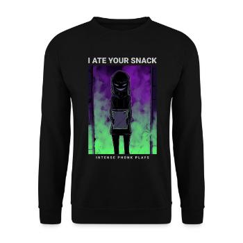 Scary Anime Phonk I Ate Your Snack - Unisex Sweatshirt - black - Front - Alina (178cm) & Michal (187cm)
