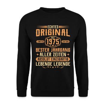 Genuine original since 1975 - 50th birthday - Unisex Sweatshirt - black - Front - Alina (178cm) & Michal (187cm)