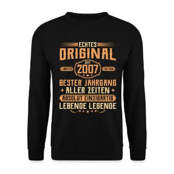 Genuine original since 2007 - 18th birthday - Unisex Sweatshirt - black - Front - Alina (178cm) & Michal (187cm)