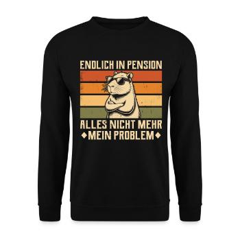 Finally retired - Vintage Capybara - Retired - Unisex Sweatshirt - black - Front - Alina (178cm) & Michal (187cm)
