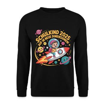 School Child 2025 Space Planet Boys School Enrollment - Unisex Sweatshirt - black - Front - Alina (178cm) & Michal (187cm)