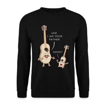 UKE Ich bin dein Vater Lustiges Gitarren-Wortspiel - Unisex Pullover - Schwarz - Vorne - Alina (178cm) & Michal (187cm)