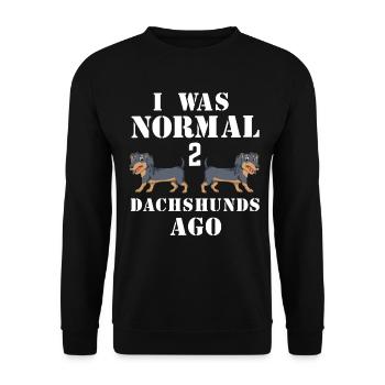 Humorous Dachshund Recall Design - Unisex Sweatshirt - black - Front - Alina (178cm) & Michal (187cm)