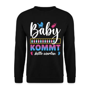 Bientôt maman BÉBÉ ARRIVE S'IL VOUS PLAÎT ATTENDEZ Drôle - Sweat-shirt Unisexe - noir - Devant - Alina (178cm) & Michal (187cm)