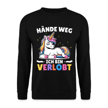 Malle HANDS OFF! Anti-Flirt Party Outfit - Unisex Sweatshirt - black - Front - Alina (178cm) & Michal (187cm)