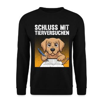 Tierschutz STOPPT TIERVERSUCHE LUSTIG - Unisex Pullover - Schwarz - Vorne - Alina (178cm) & Michal (187cm)