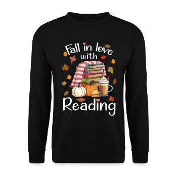 Herbstliebe fürs Lesen - Unisex Pullover - Schwarz - Vorne - Alina (178cm) & Michal (187cm)