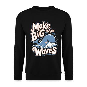 Ozeanschutz: Mach Große Wellen - Niedlicher Wal - Unisex Pullover - Schwarz - Vorne - Alina (178cm) & Michal (187cm)
