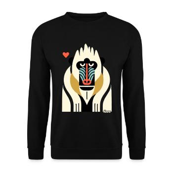 Bold Tribal Mandrill Monkey Illustration - Unisex Sweatshirt - black - Front - Alina (178cm) & Michal (187cm)