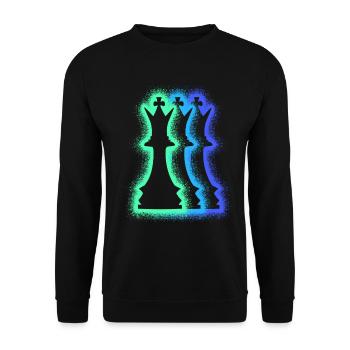 Schachfiguren Schachspieler Silhouetten Schach - Unisex Pullover - Schwarz - Vorne - Alina (178cm) & Michal (187cm)