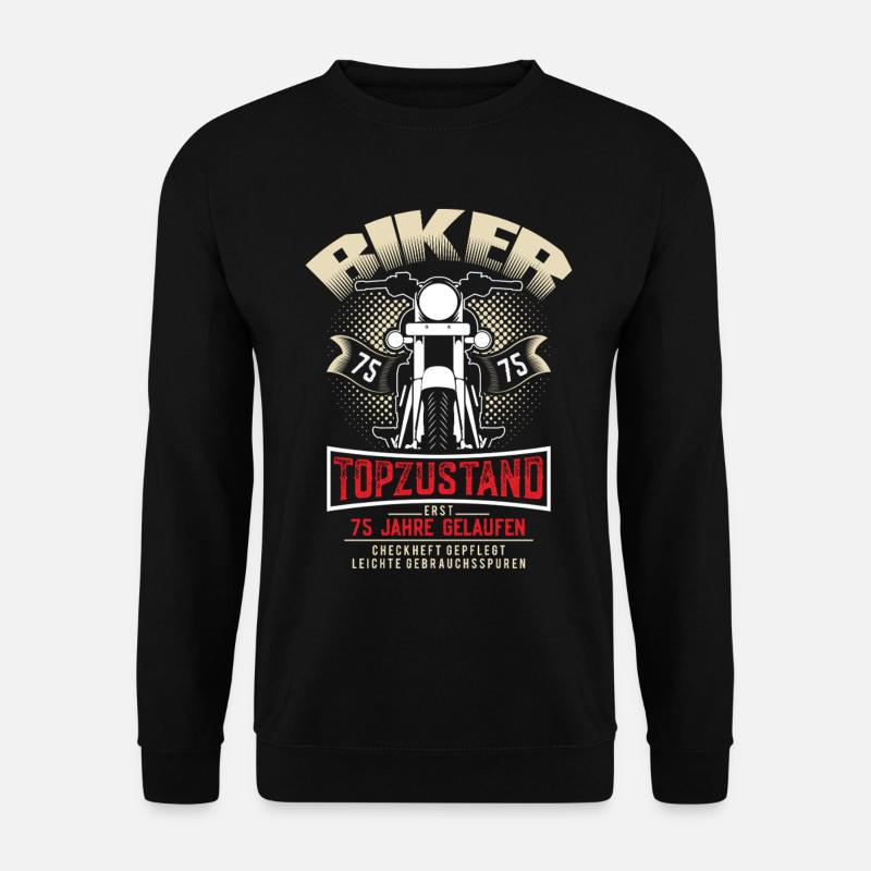 75. Geburtstag Motorradfahrer Motorrad - Unisex Pullover - Schwarz